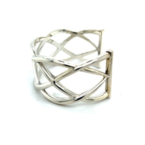 Sterling Silver Wide Wide Celtic Weave Knot Cuff Bracelet - Picture 3 of 5